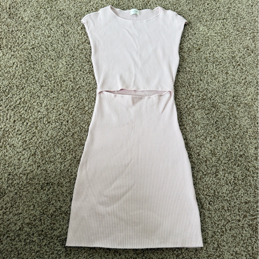 Aritzia Wilfred Blush Ribbed Dress